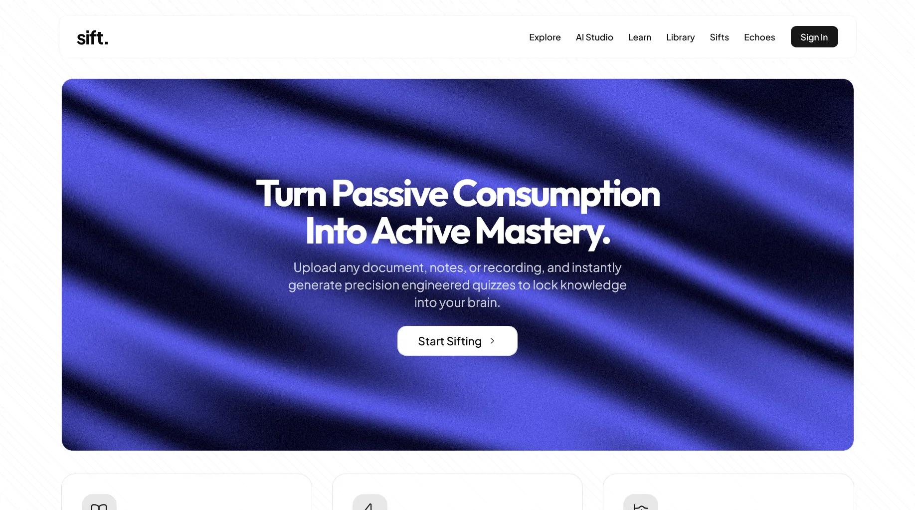 Sift research product interface